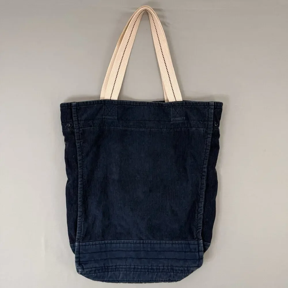 Hollister Dark Blue Corduroy 100% Cotton Y2K Shoulder Bag Seagull Logo Daily Bag